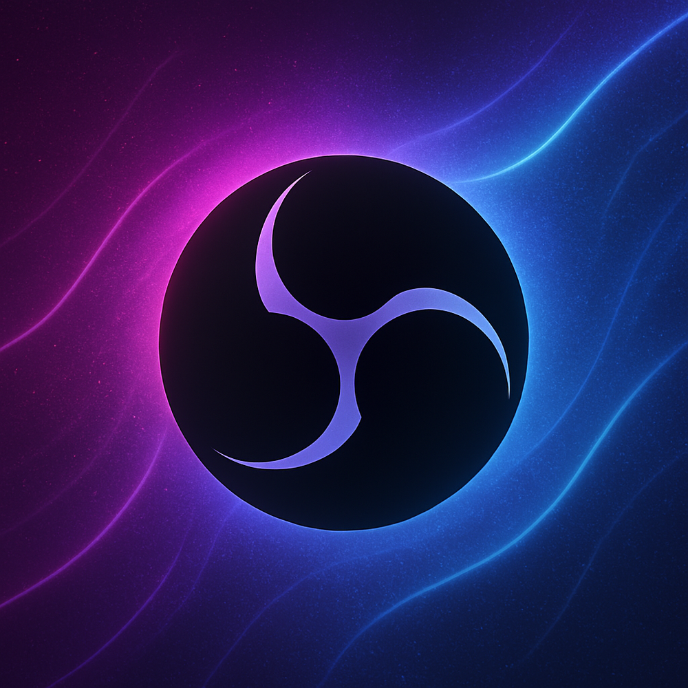 obs (open broadcaster studio) logo wallpaper in neon space